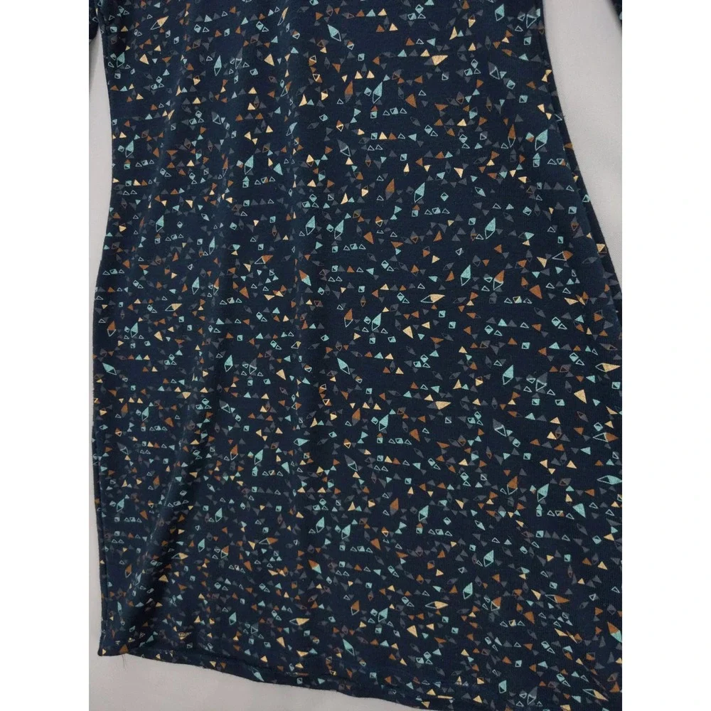 Carve Designs Cowl Neck Dress Women S Navy Geometric‎ Long Sleeve A-Line